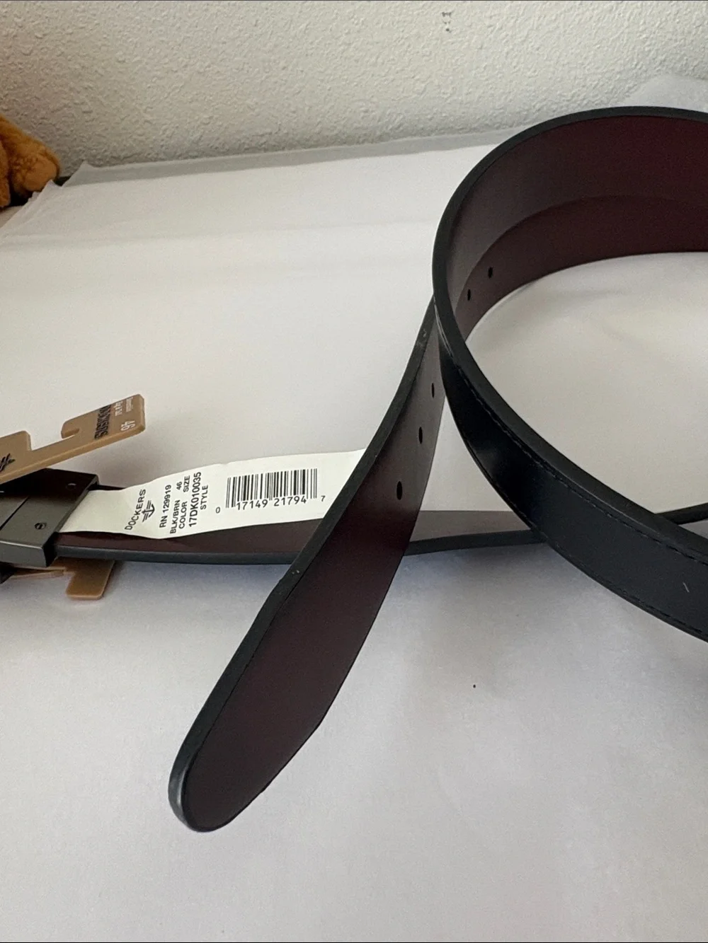 Dockers Black Reversible Leather Belt with Brown Reverse NEW